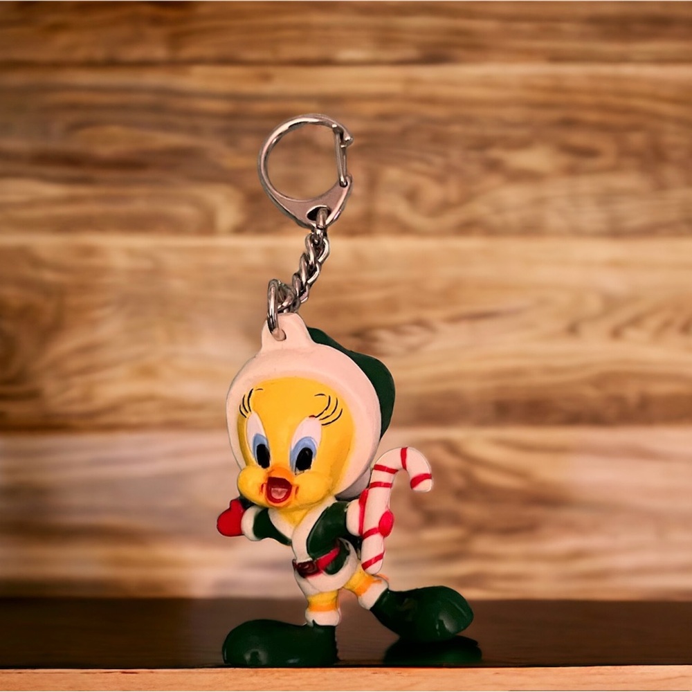 Tweety Bird Elf Christmas With Candycane Keychain/Backpack Charm Looney Tunes